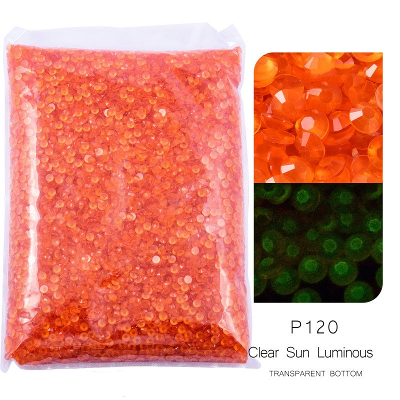 Luminous diamond transparent resin flat bottom diamond diy nail art rhinestone round jelly AB diamond resin